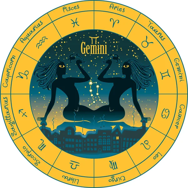 Gemini mit den Tierkreiszeichen — Stockvektor