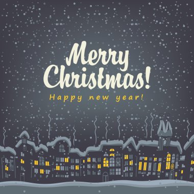 Noel kartı kış eski şehir ile