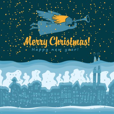 gece kış cityscape melek ile