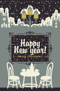 Noel kartı ile bir iç bir Cafe