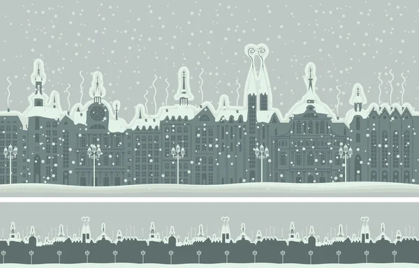 Ciudad vieja del invierno — Vector de stock