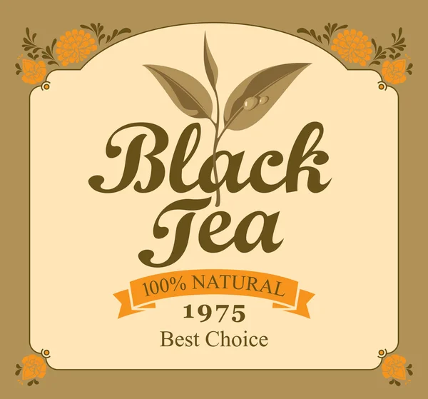 Μαύρο τσάι ετικέτα — Διανυσματικό Αρχείο