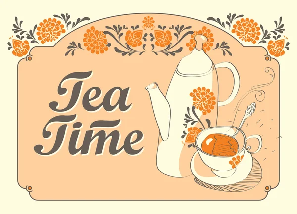 Tempo de beber chá — Vetor de Stock