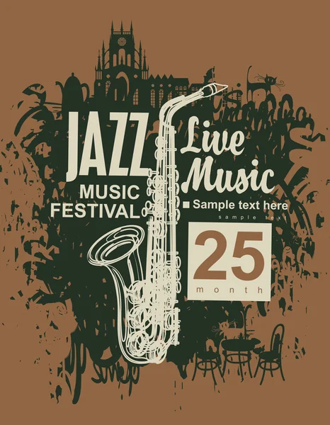 Festival de jazz un saxofón — Archivo Imágenes Vectoriales