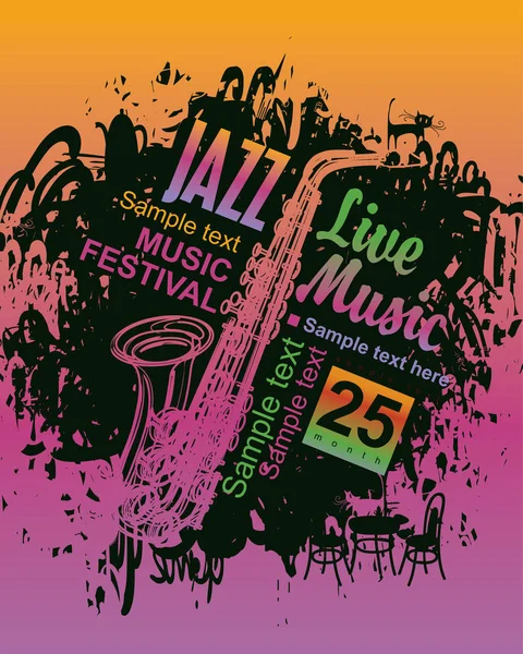 Cartaz de música com festival de jazz — Vetor de Stock