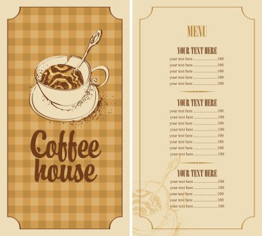 bir kahve evi için menü