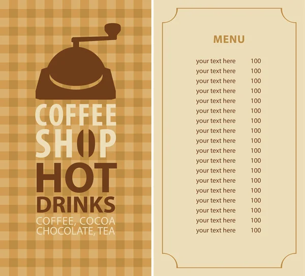 Menu dla kawiarni — Wektor stockowy