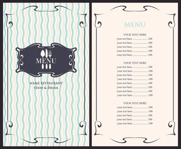 Template menu with price — Stock Vector