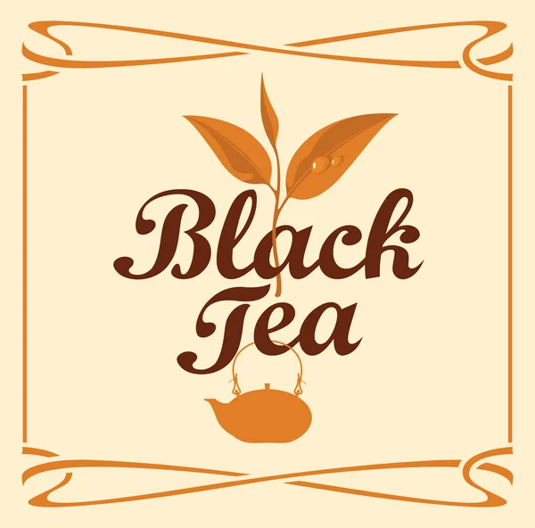 Label voor zwarte thee — Stockvector