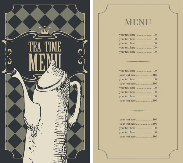 Menu pour une heure de thé — Image vectorielle