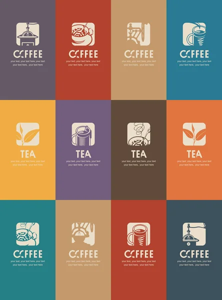 Tarjetas de visita para té y café — Vector de stock