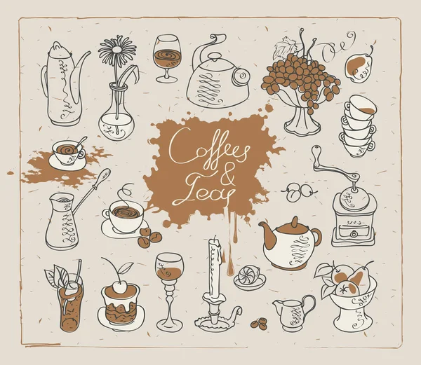 Chá e café — Vetor de Stock