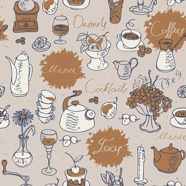 Fondo sin costuras en el té y el café — Archivo Imágenes Vectoriales