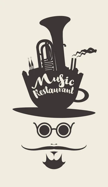 Banner para restaurante de música — Vetor de Stock