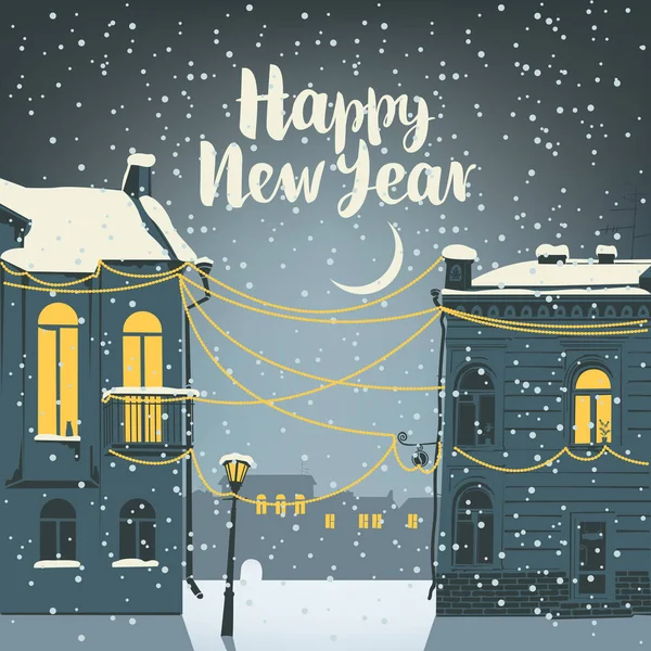 旧市街のクリスマス カード — ストックベクタ