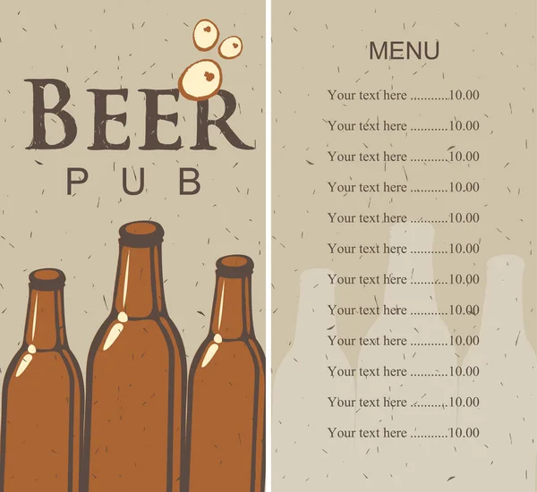 Menu de cerveja e preço — Vetor de Stock