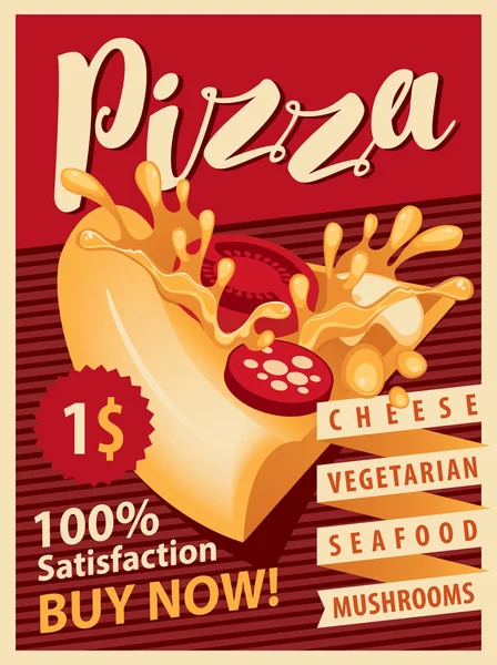 Menú con rebanada de pizza — Archivo Imágenes Vectoriales