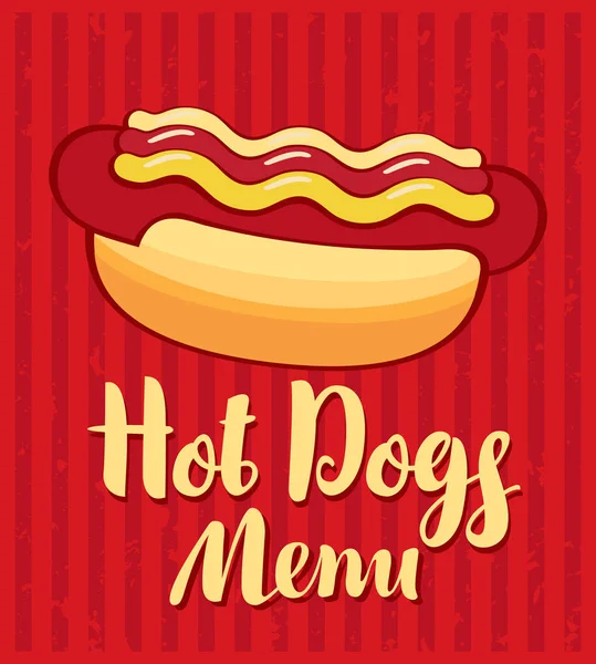 Hot dog en estilo retro — Vector de stock