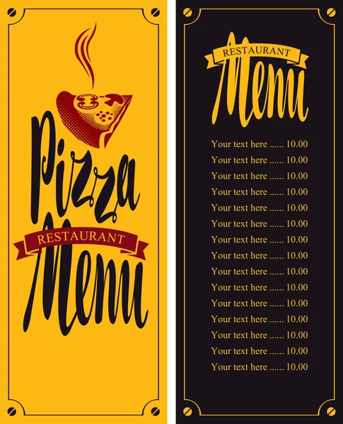 Vektor-menyn för pizzeria — Stock vektor