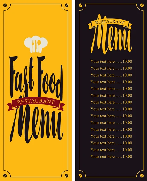 Wektor menu dla restauracji fast food — Wektor stockowy