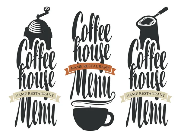 Набор логотипов для меню кофейни — стоковый вектор