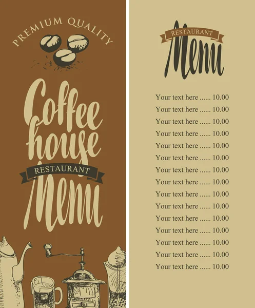 Vector menu of coffee house — Stock Vector