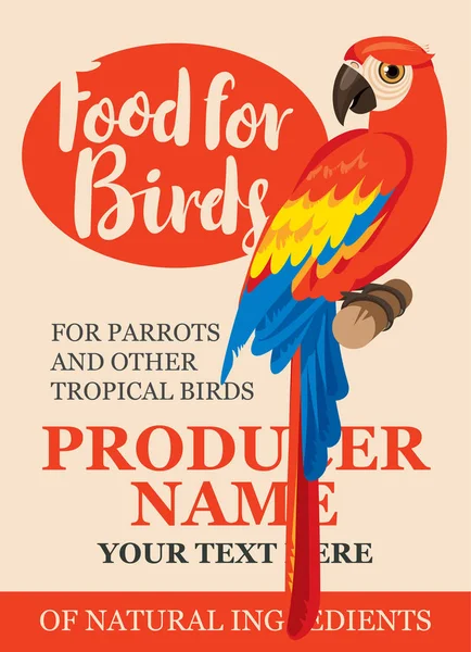 Etikett füttert tropische Vögel — Stockvektor