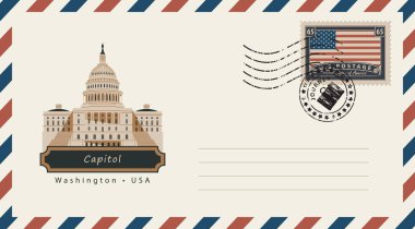 bir posta pulu ile Capitol zarfı