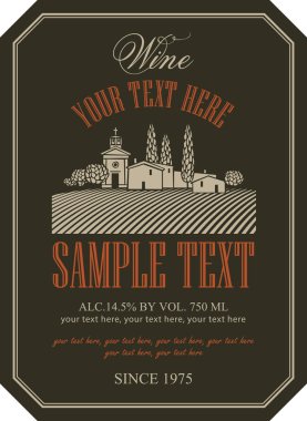 üzüm bağları bir manzara ile şarap etiketi