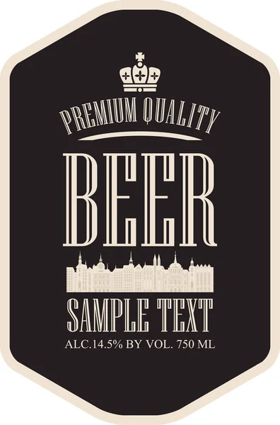 Étiquette bière avec la vieille ville — Image vectorielle