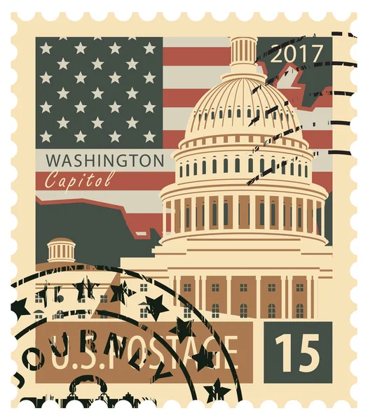 Stamp with US Capitol — Stock Vector