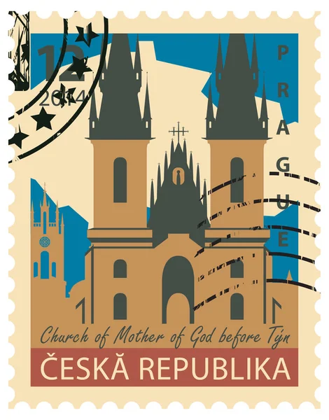 Stamp with the image Prague — Stock Vector