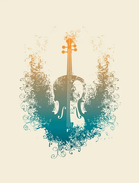 小提琴与花卉图案 — 图库矢量图片