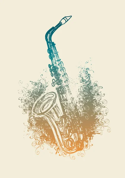 Saxofoon met bloemmotieven — Stockvector