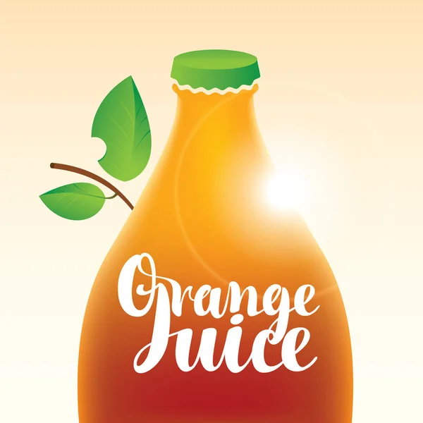 Botella con zumo de naranja — Vector de stock