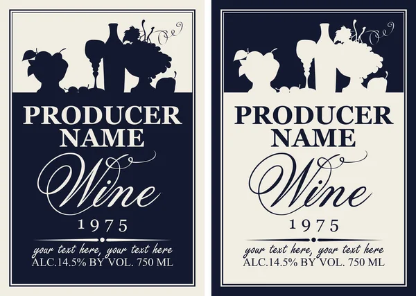 Etiqueta del vino con la silueta de un bodegón — Vector de stock