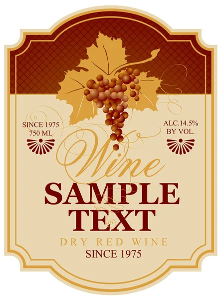 Wine label with bunch of grapes — Stock Vector