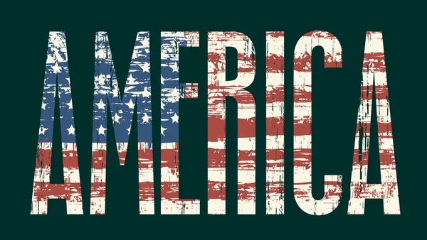 Nápis Amerika a americká vlajka — Stockový vektor