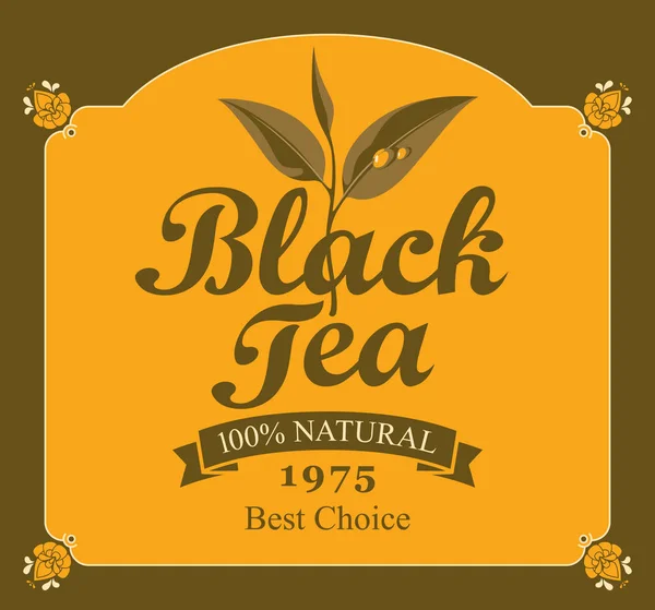 Этикетка для черного чая — стоковый вектор
