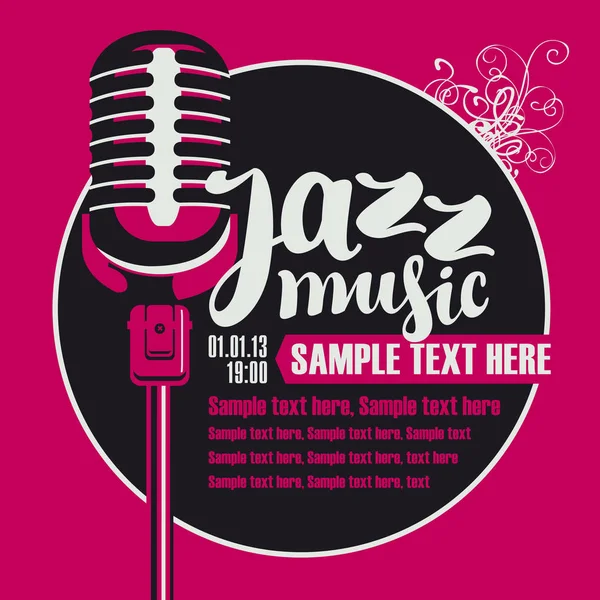 Musique jazz avec microphone — Image vectorielle