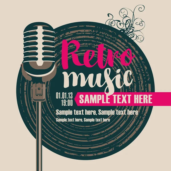 Microphone and retro music inscription — Stock Vector