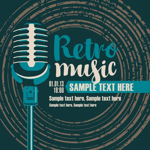 Microphone et inscription musicale rétro — Image vectorielle