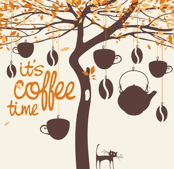 Coffee house with a tree — Stock Vector