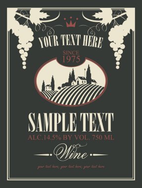 bir manzara ile şarap etiket