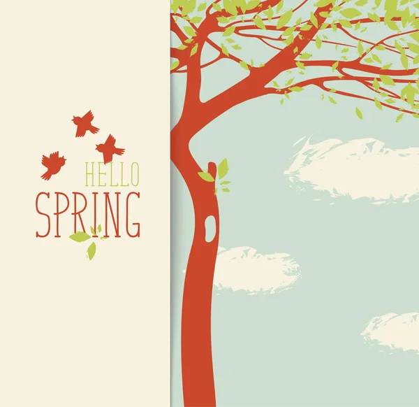 꽃 나무와 봄 풍경 — 스톡 벡터