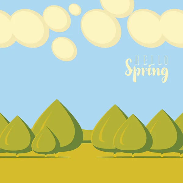 Paisagem de primavera com árvores — Vetor de Stock
