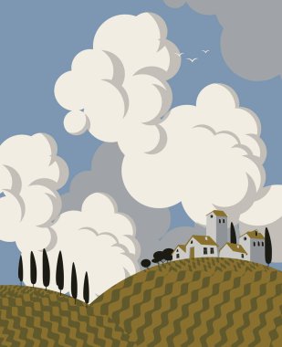 Bahar yatay, tepedeki Köyü