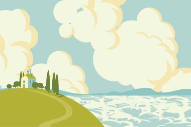 Bahar yatay, tepedeki Köyü