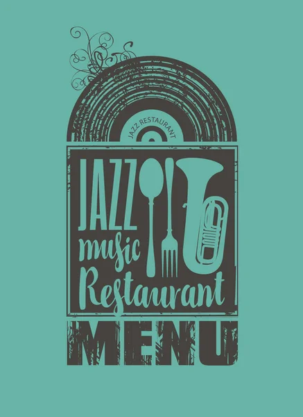 Menyn i restaurangen med jazzmusik — Stock vektor