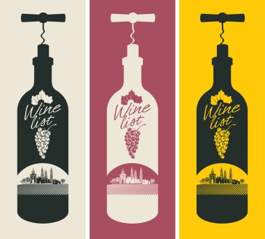 bir şişe şarap ve kilise ile afiş ayarla